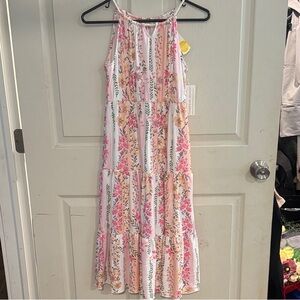 Girls' Pink Floral Tiered Sundress